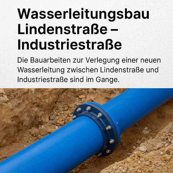 Wasserleitungsbau zwischen Lindenstraße und Industriestraße gestartet