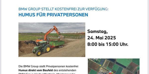 BMW verteilt kostenlosen Humus an Privatpersonen – Nachhaltige Aktion in Irlbach-Straßkirchen